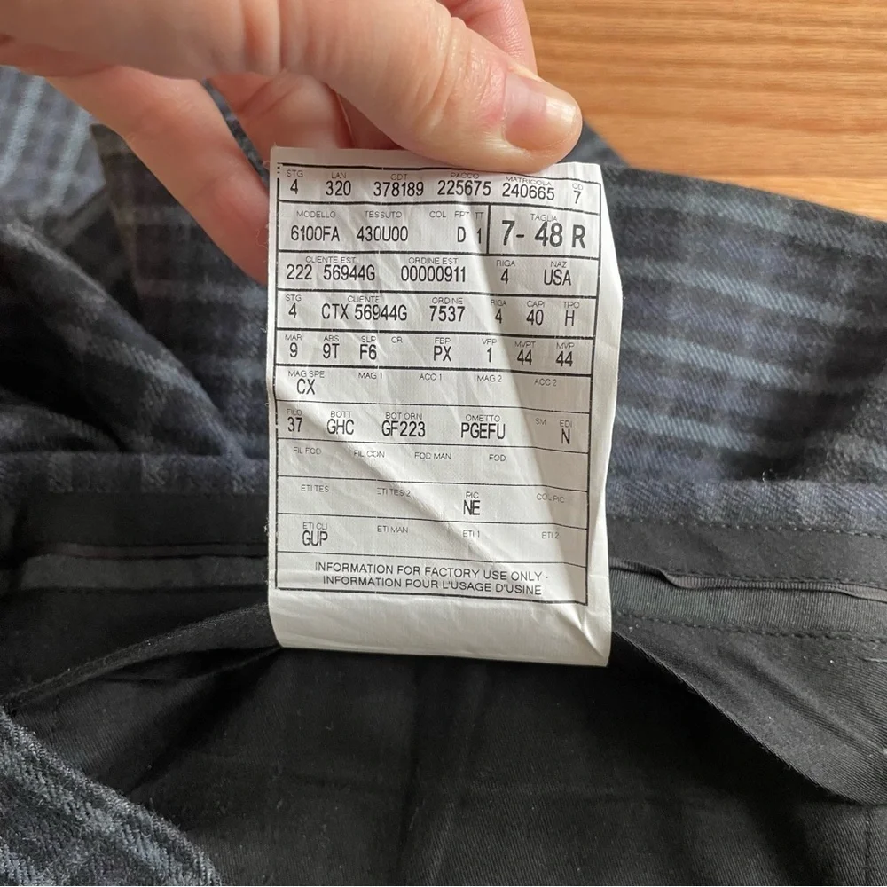 Gucci Men’s Blue Black Gray Check Plaid Wool Trouser Pants EUC Size 48R